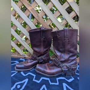 Frye Brown Leather Harness Boots